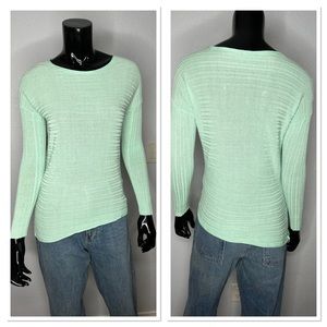 Eileen Fisher Green Mint Bateau Neck Asymmetrical Hem 100% Tencel Sweater Sz PS
